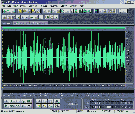 Обработка звука в Adobe Audition 1.5