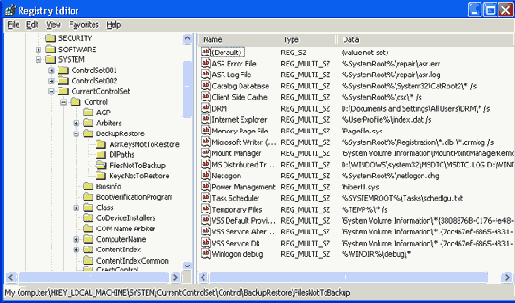Содержимое ключа HKLM\SYSTEM\CurrentControlSet\Control\